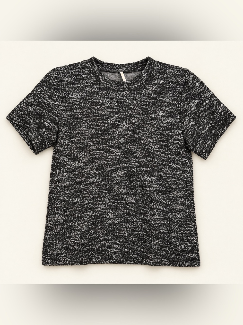 Free People Hannah Black & White Marled Short Sleeve Top Size M